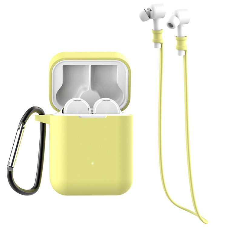 3-in-1 Set for Xiaomi Air Bluetooth Headphone [Silicone Case + Neck Straps + Carabiner] - Yellow