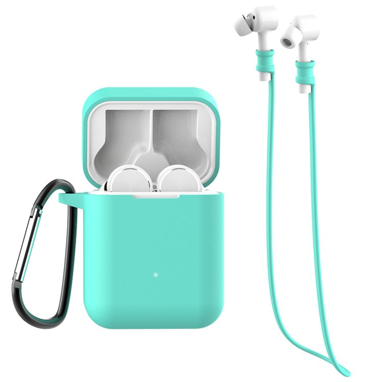 3-in-1 Set for Xiaomi Air Bluetooth Headphone [Silicone Case + Neck Straps + Carabiner] - Green