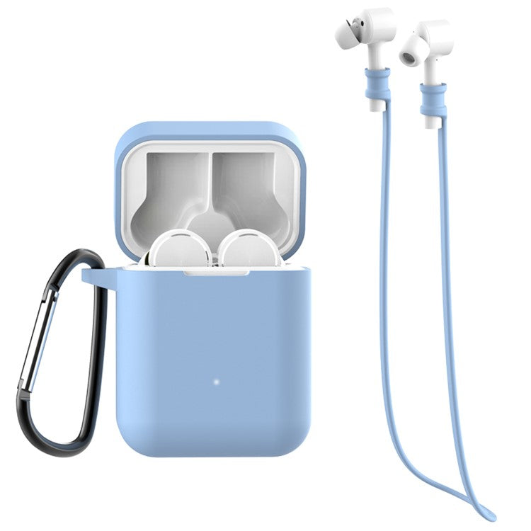 3-in-1 Set for Xiaomi Air Bluetooth Headphone [Silicone Case + Neck Straps + Carabiner] - Blue