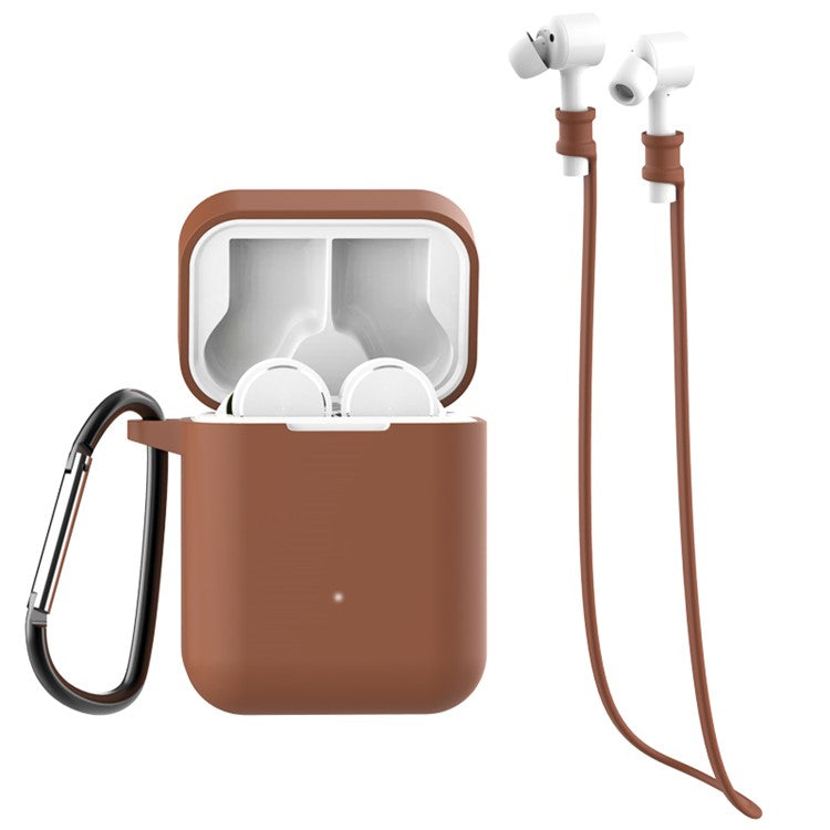 3-in-1 Set for Xiaomi Air Bluetooth Headphone [Silicone Case + Neck Straps + Carabiner] - Brown