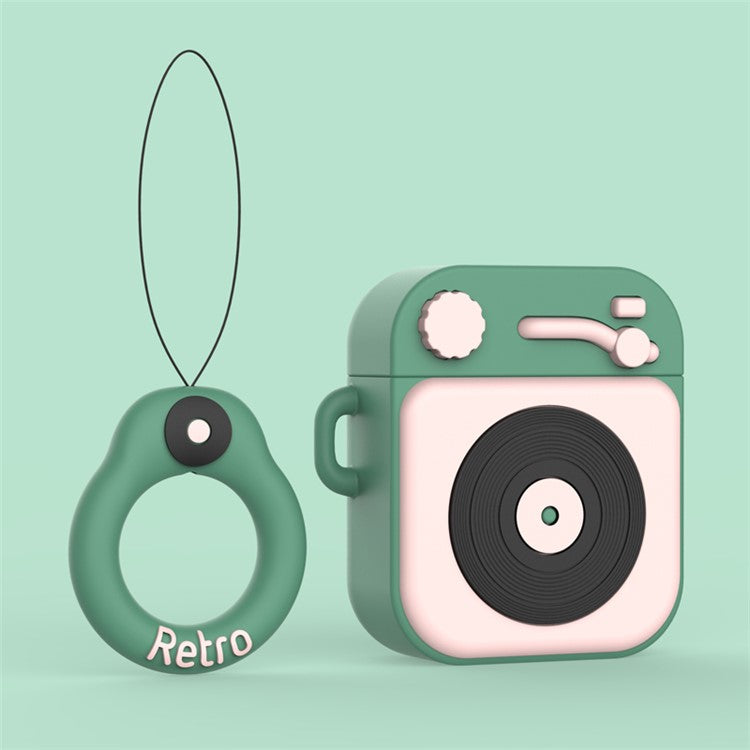 Silicone Earphone Case+Finger Ring Strap for Apple AirPods with Wireless Charging Case (2019) / AirPods with Charging Case (2019) (2016) - Dark Green