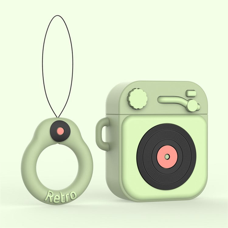 Silicone Earphone Case+Finger Ring Strap for Apple AirPods with Wireless Charging Case (2019) / AirPods with Charging Case (2019) (2016) - Light Green