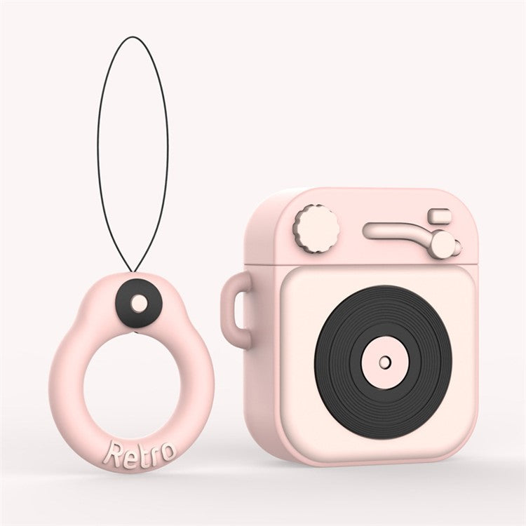 Silicone Earphone Case+Finger Ring Strap for Apple AirPods with Wireless Charging Case (2019) / AirPods with Charging Case (2019) (2016) - Pink