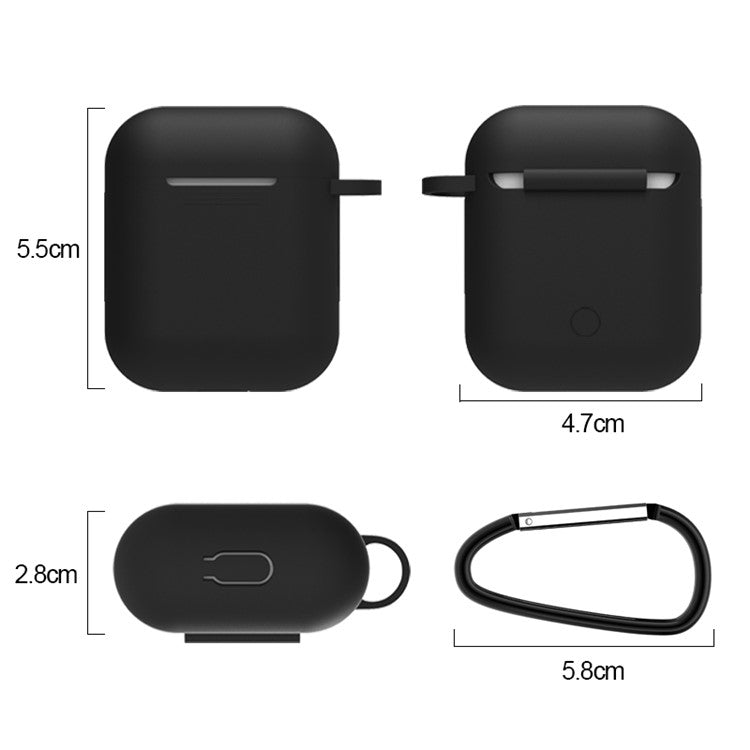 Dust-proof Silicone Cover Buckle Earplug Set for Apple AirPods with Charging Case (2016) - Black