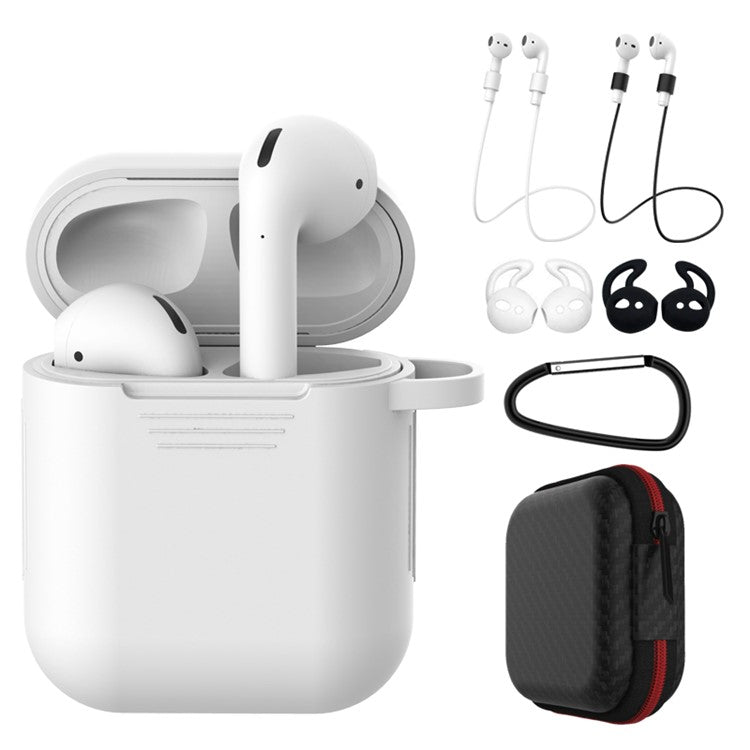 Dust-proof Silicone Cover Buckle Earplug Set for Apple AirPods with Charging Case (2016) - White