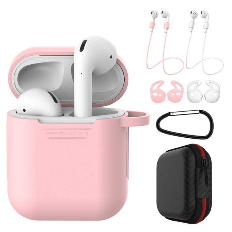 Dust-proof Silicone Cover Buckle Earplug Set for Apple AirPods with Charging Case (2016) - Pink