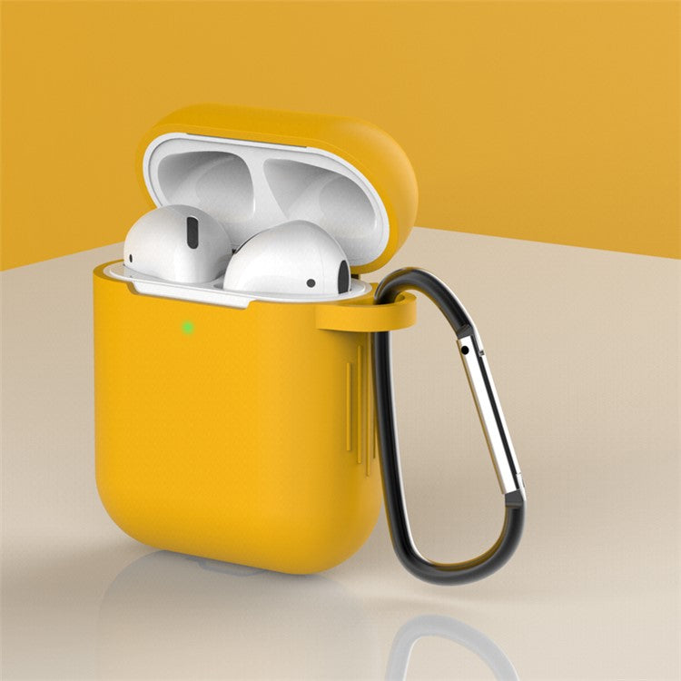 Dust-proof Silicone Earphone Sleeve Case with Buckle for AirPods with Charging Case (2019)/AirPods with Charging Case (2016) - Dark Yellow