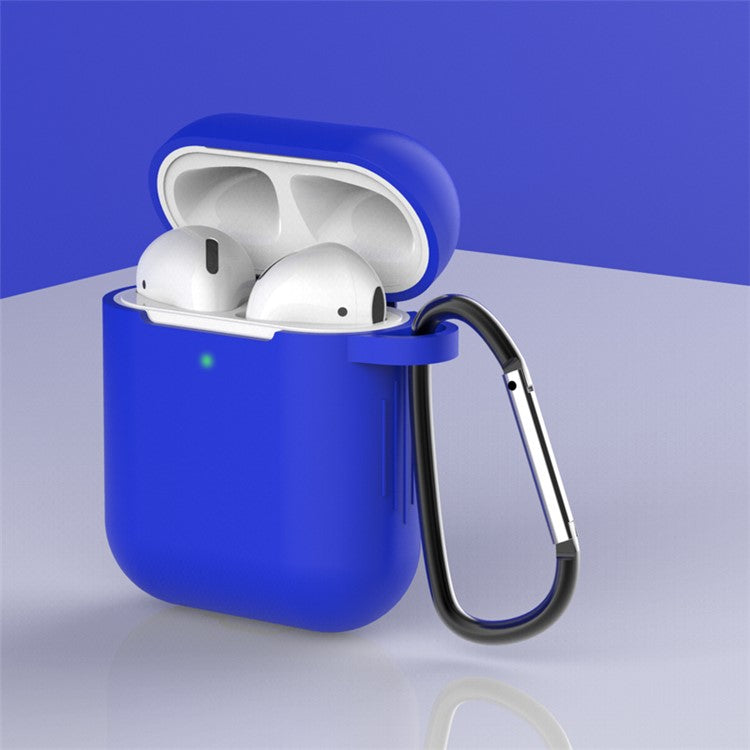 Dust-proof Silicone Earphone Sleeve Case with Buckle for AirPods with Charging Case (2019)/AirPods with Charging Case (2016) - Blue