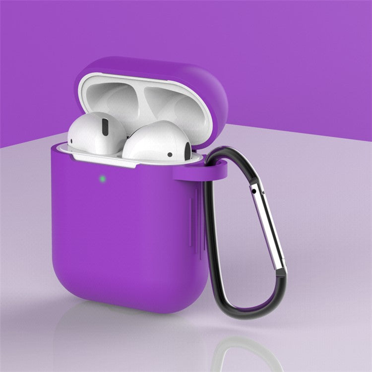 Dust-proof Silicone Earphone Sleeve Case with Buckle for AirPods with Charging Case (2019)/AirPods with Charging Case (2016) - Purple