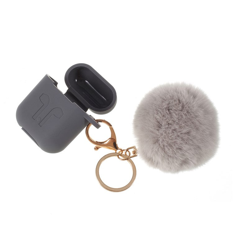 Silicone Case with Hairy Ball Buckle for Apple AirPods with Wireless Charging Case (2019) / AirPods with Charging Case (2019) (2016) - Grey