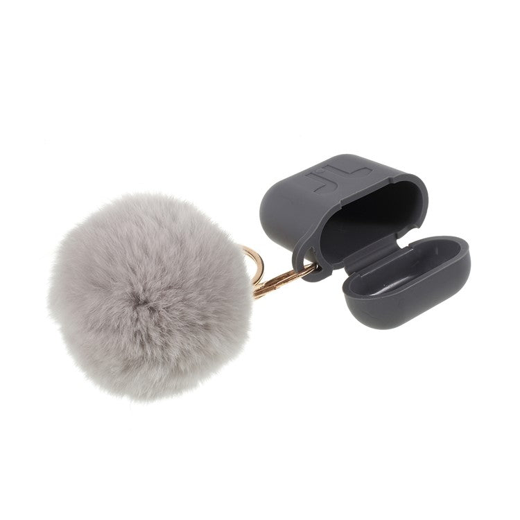 Silicone Case with Hairy Ball Buckle for Apple AirPods with Wireless Charging Case (2019) / AirPods with Charging Case (2019) (2016) - Grey