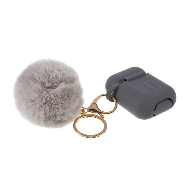 Silicone Case with Hairy Ball Buckle for Apple AirPods with Wireless Charging Case (2019) / AirPods with Charging Case (2019) (2016) - Grey