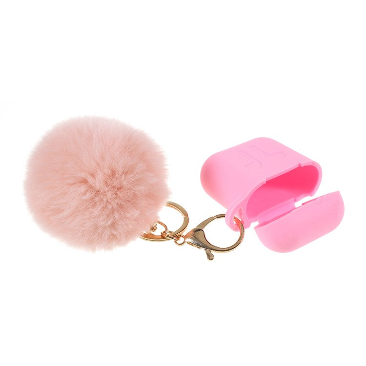 Silicone Case with Hairy Ball Buckle for Apple AirPods with Wireless Charging Case (2019) / AirPods with Charging Case (2019) (2016) - Pink