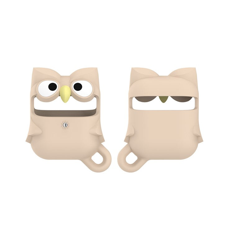 KINGXBAR Cute Cartoon Animal Shape Silicone Case for Apple AirPods with Wireless Charging Case (2019)/Apple AirPods with Charging Case (2016)/(2019) - Owl