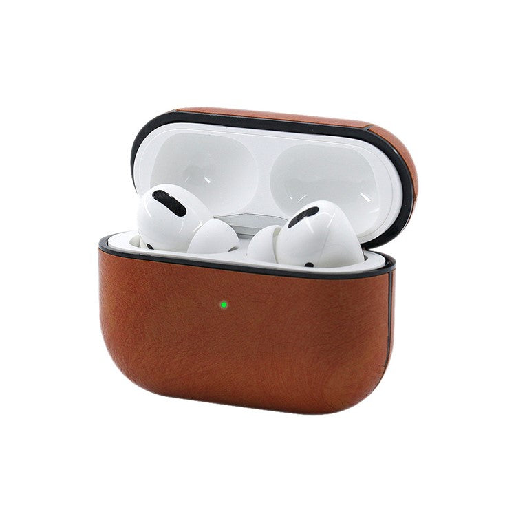 Crazy Horse Texture PU Leather Protective Case for Apple AirPods Pro - Brown