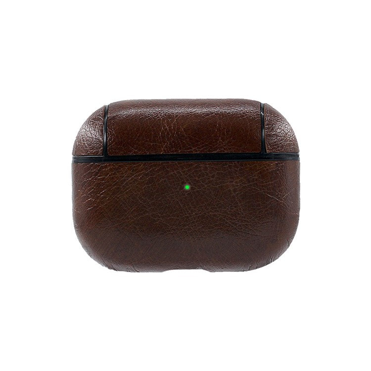 Crazy Horse Texture PU Leather Protective Case for Apple AirPods Pro - Coffee