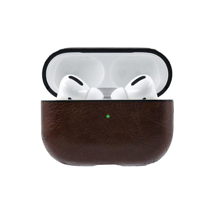 Crazy Horse Texture PU Leather Protective Case for Apple AirPods Pro - Coffee