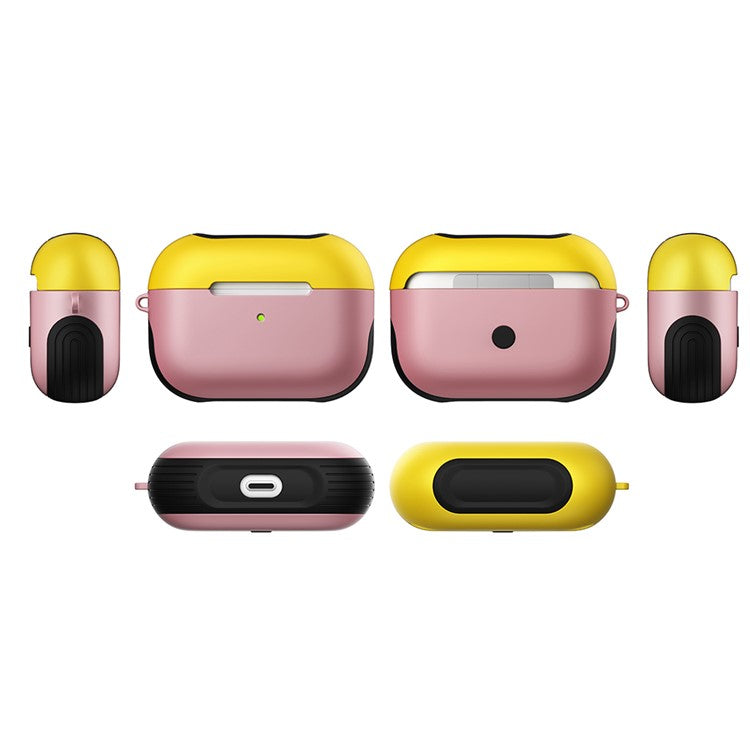 Matte Surface PC Case for AirPods Pro - Yellow/Rose Gold