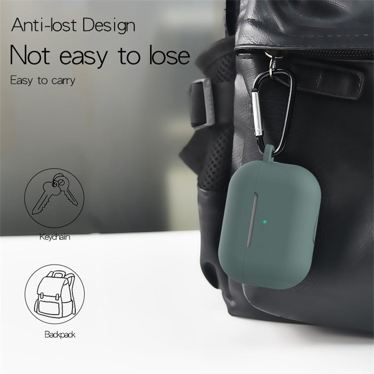 Headphone Lanyard+Portable Hook+Cloth Bag+Fixed Part Silicone Case for Airpods Pro - Green