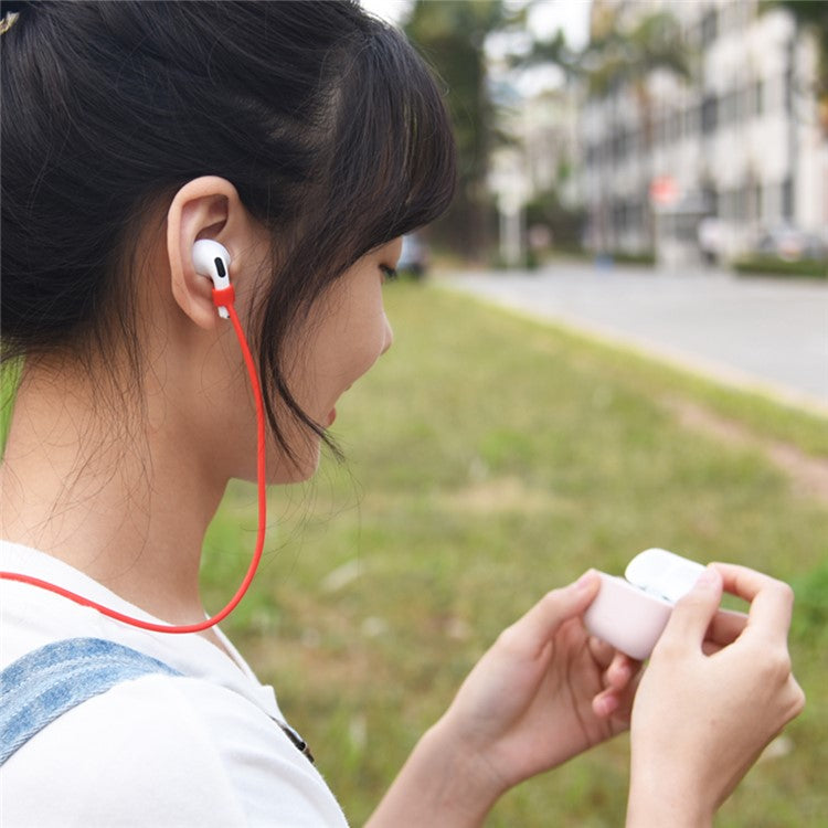 Silicone Case with Strap+Fixed Part for Apple AirPods Pro - Red