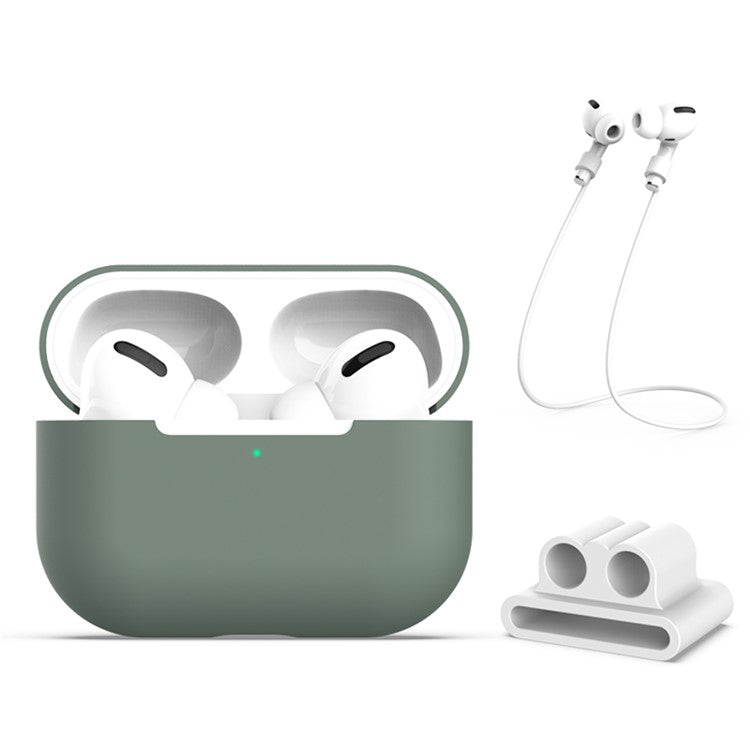 Silicone Case with Strap+Fixed Part for Apple AirPods Pro - Green