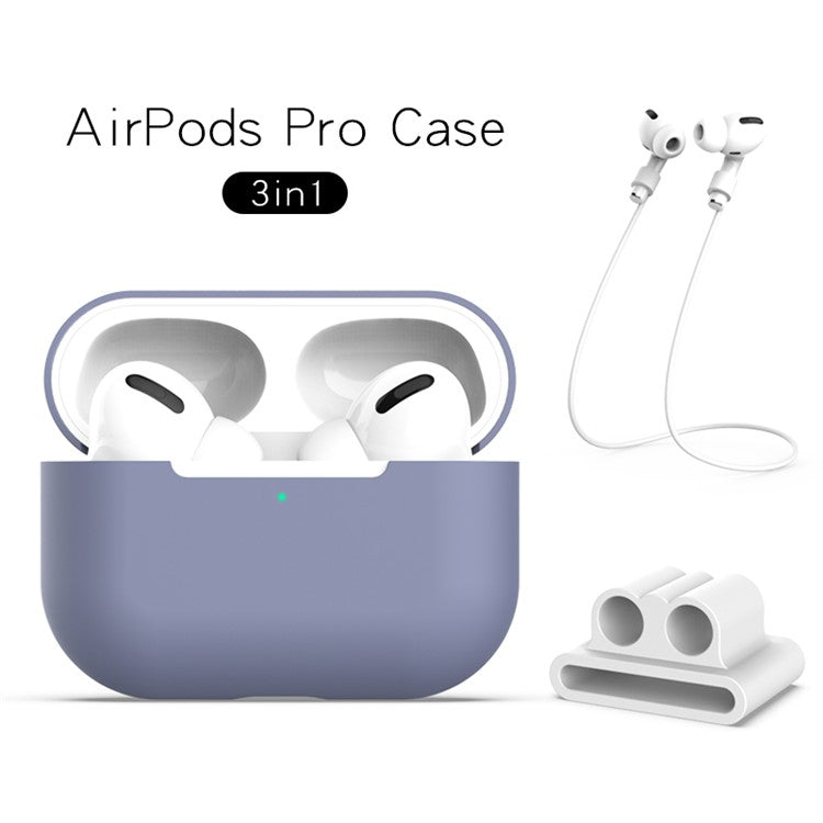 Silicone Case with Strap+Fixed Part for Apple AirPods Pro - Purple