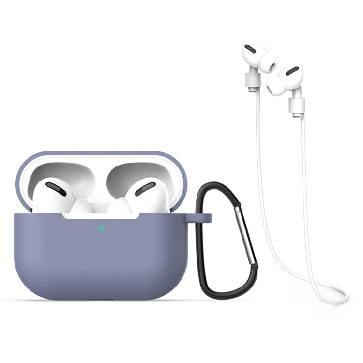 Silicone Case + Headphone Lanyard+Portable Hook for Airpods Pro - Purple