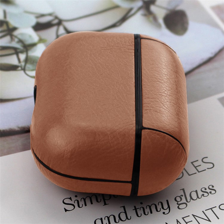 LOVE MEI Non-slip Textured PU Leather Cover with Metal Hook for Apple AirPods Pro - Brown