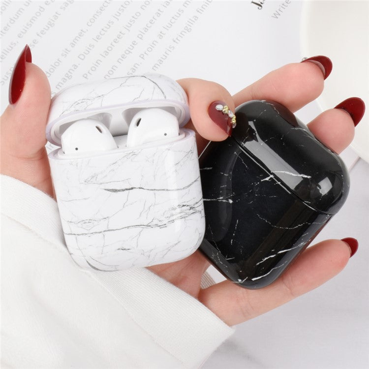 Water Transfer Printing Marble Pattern PC Case for Apple AirPods with Wireless Charging Case (2019)/AirPods with Charging Case (2019)/(2016) - Style A