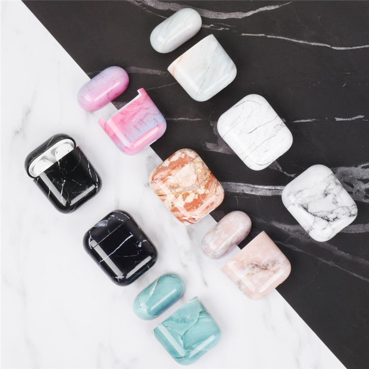 Water Transfer Printing Marble Pattern PC Case for Apple AirPods with Wireless Charging Case (2019)/AirPods with Charging Case (2019)/(2016) - Style A