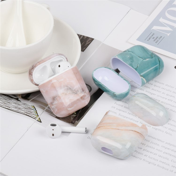 Water Transfer Printing Marble Pattern PC Case for Apple AirPods with Wireless Charging Case (2019)/AirPods with Charging Case (2019)/(2016) - Style E