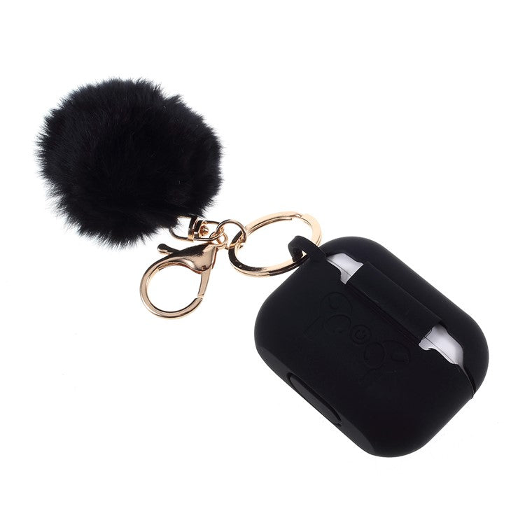 Silicone Protective Case with Hairy Ball Buckle for Apple AirPods Pro - Black