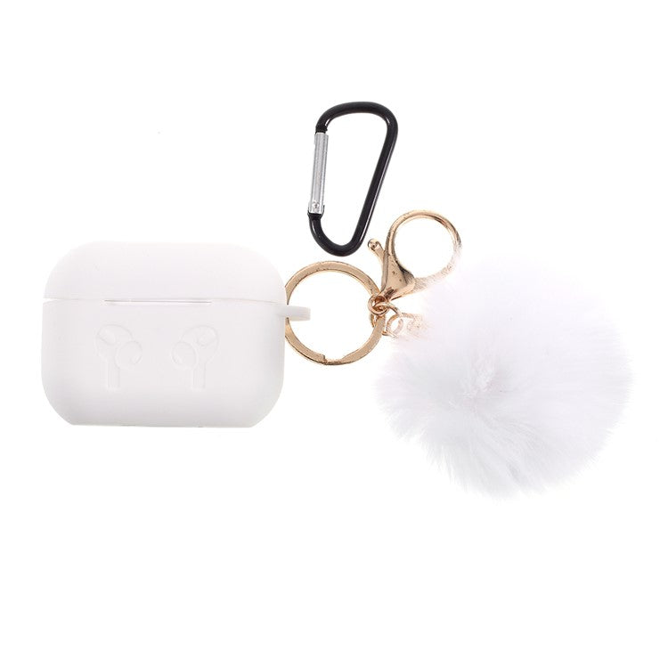 Silicone Protective Case with Hairy Ball Buckle for Apple AirPods Pro - White