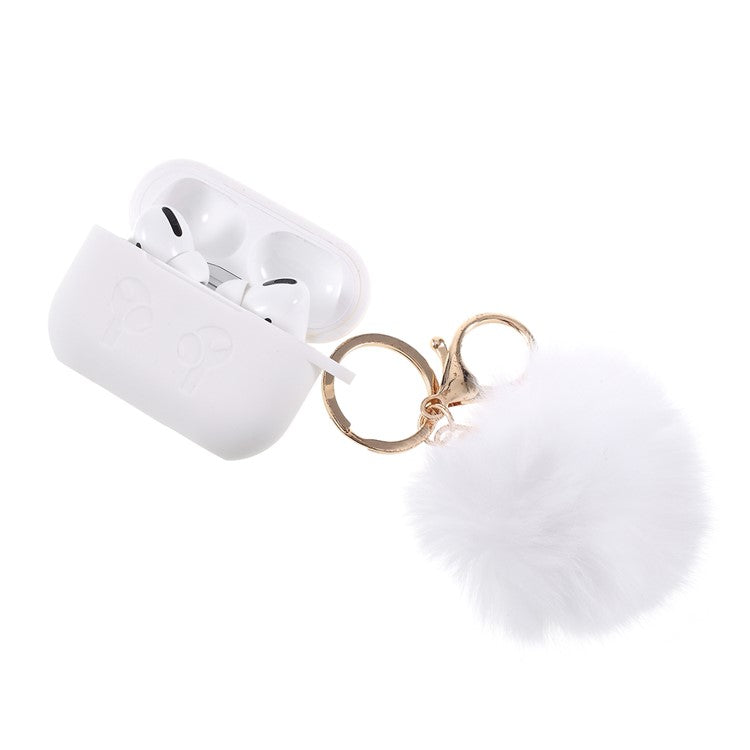 Silicone Protective Case with Hairy Ball Buckle for Apple AirPods Pro - White