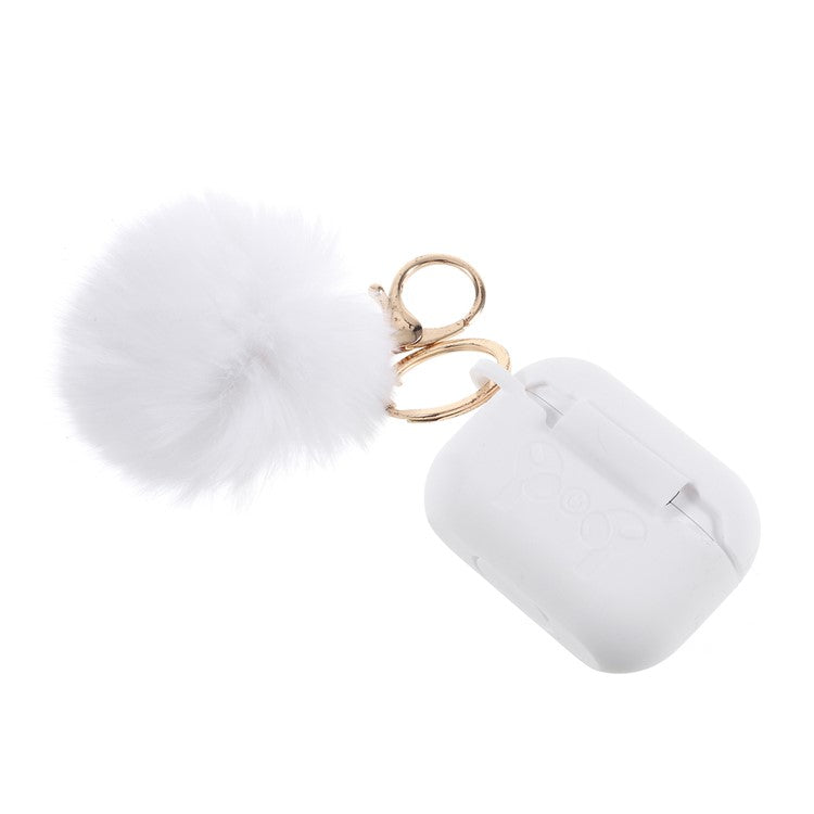 Silicone Protective Case with Hairy Ball Buckle for Apple AirPods Pro - White