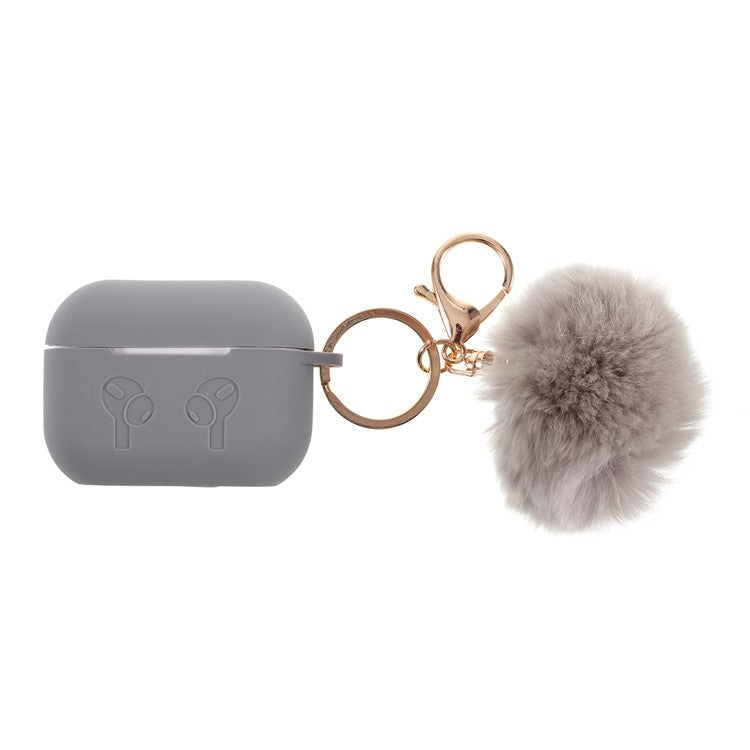 Silicone Protective Case with Hairy Ball Buckle for Apple AirPods Pro - Grey