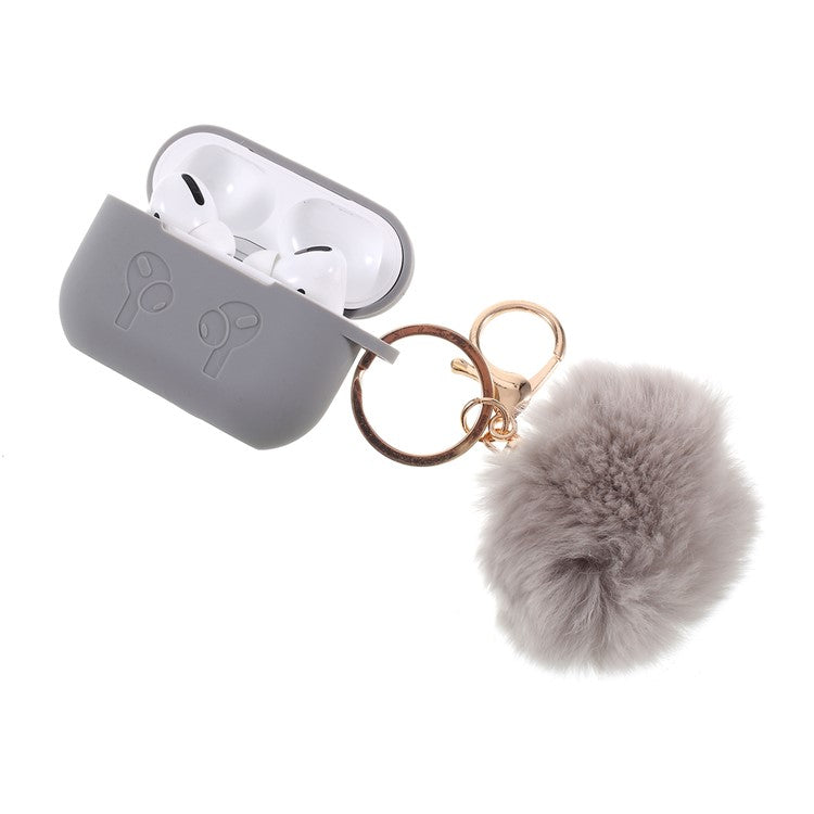 Silicone Protective Case with Hairy Ball Buckle for Apple AirPods Pro - Grey