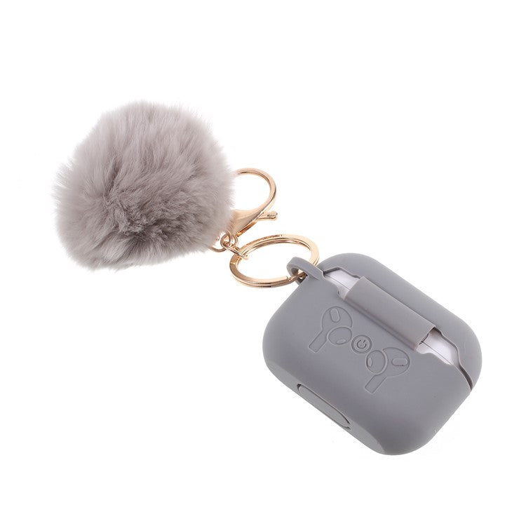 Silicone Protective Case with Hairy Ball Buckle for Apple AirPods Pro - Grey