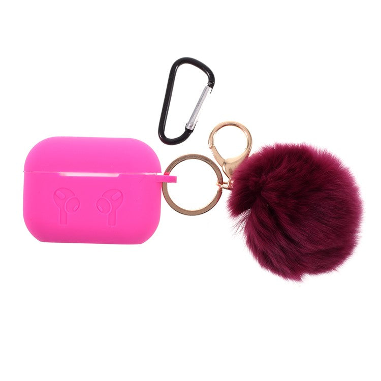 Silicone Protective Case with Hairy Ball Buckle for Apple AirPods Pro - Rose