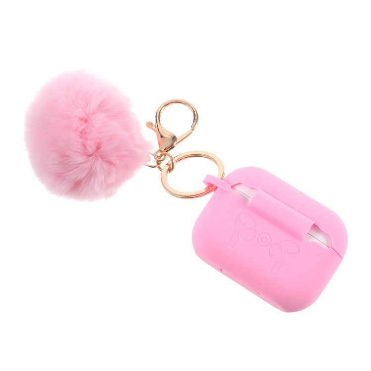 Silicone Protective Case with Hairy Ball Buckle for Apple AirPods Pro - Pink