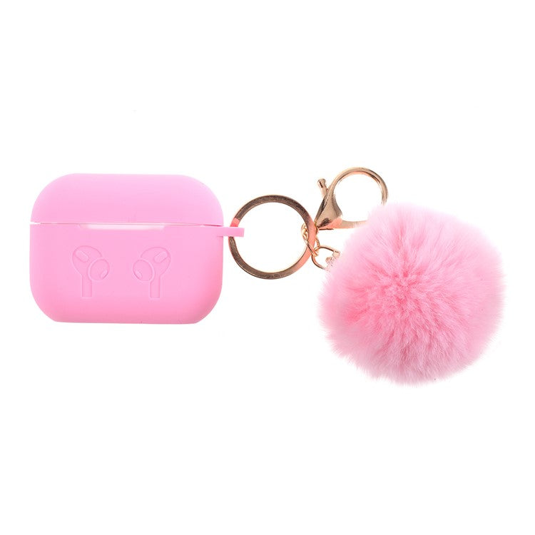 Silicone Protective Case with Hairy Ball Buckle for Apple AirPods Pro - Pink