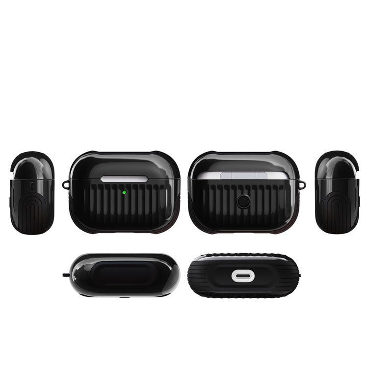 Suitcase Style Glossy Rubberized PC+TPU Combo Case for Apple AirPods Pro - Black