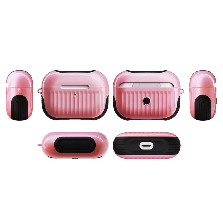 Suitcase Style Glossy Rubberized PC+TPU Combo Case for Apple AirPods Pro - Pink