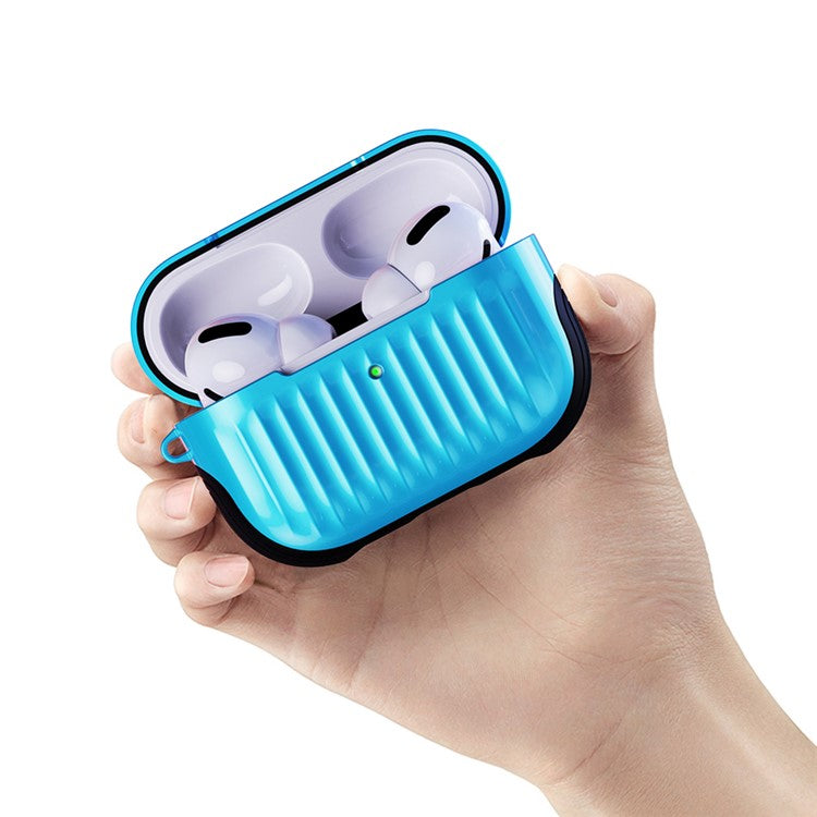 Suitcase Style Glossy Rubberized PC+TPU Combo Case for Apple AirPods Pro - Baby Blue