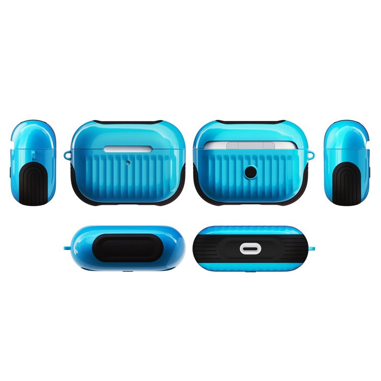 Suitcase Style Glossy Rubberized PC+TPU Combo Case for Apple AirPods Pro - Baby Blue