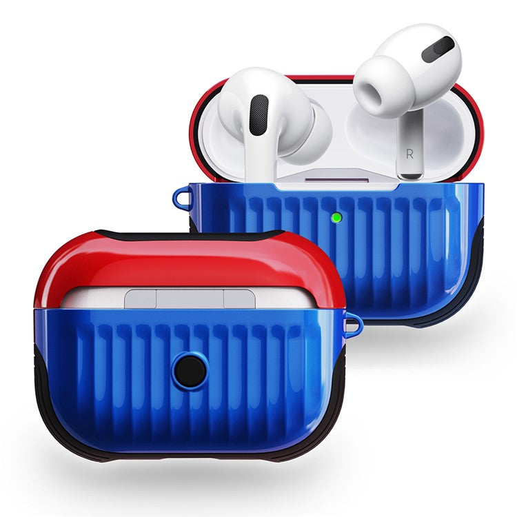 Suitcase Style Glossy Rubberized PC+TPU Combo Case for Apple AirPods Pro - Blue/Red