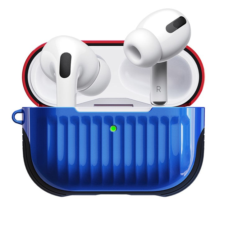 Suitcase Style Glossy Rubberized PC+TPU Combo Case for Apple AirPods Pro - Blue/Red