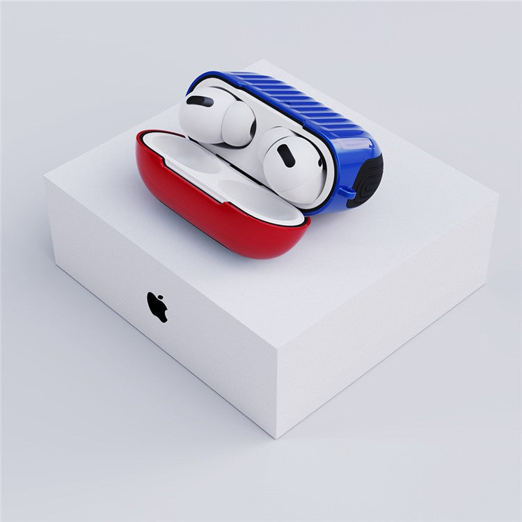 Suitcase Style Glossy Rubberized PC+TPU Combo Case for Apple AirPods Pro - Blue/Red