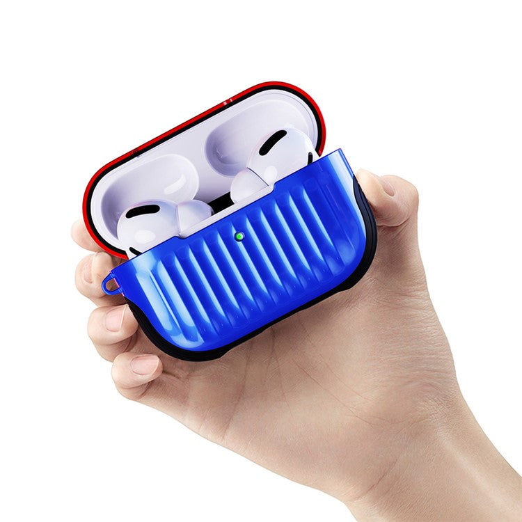 Suitcase Style Glossy Rubberized PC+TPU Combo Case for Apple AirPods Pro - Blue/Red