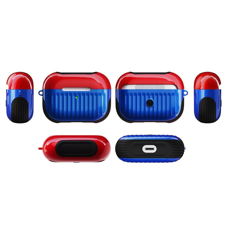 Suitcase Style Glossy Rubberized PC+TPU Combo Case for Apple AirPods Pro - Blue/Red